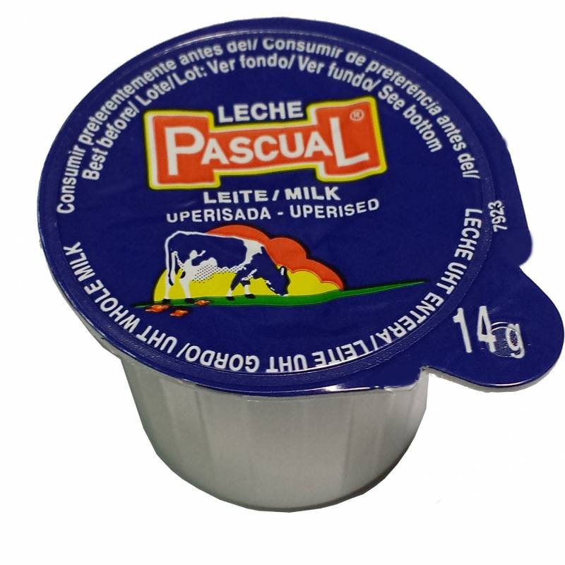 Leche Pascual caja de 150 tarrinas de 14 ml.