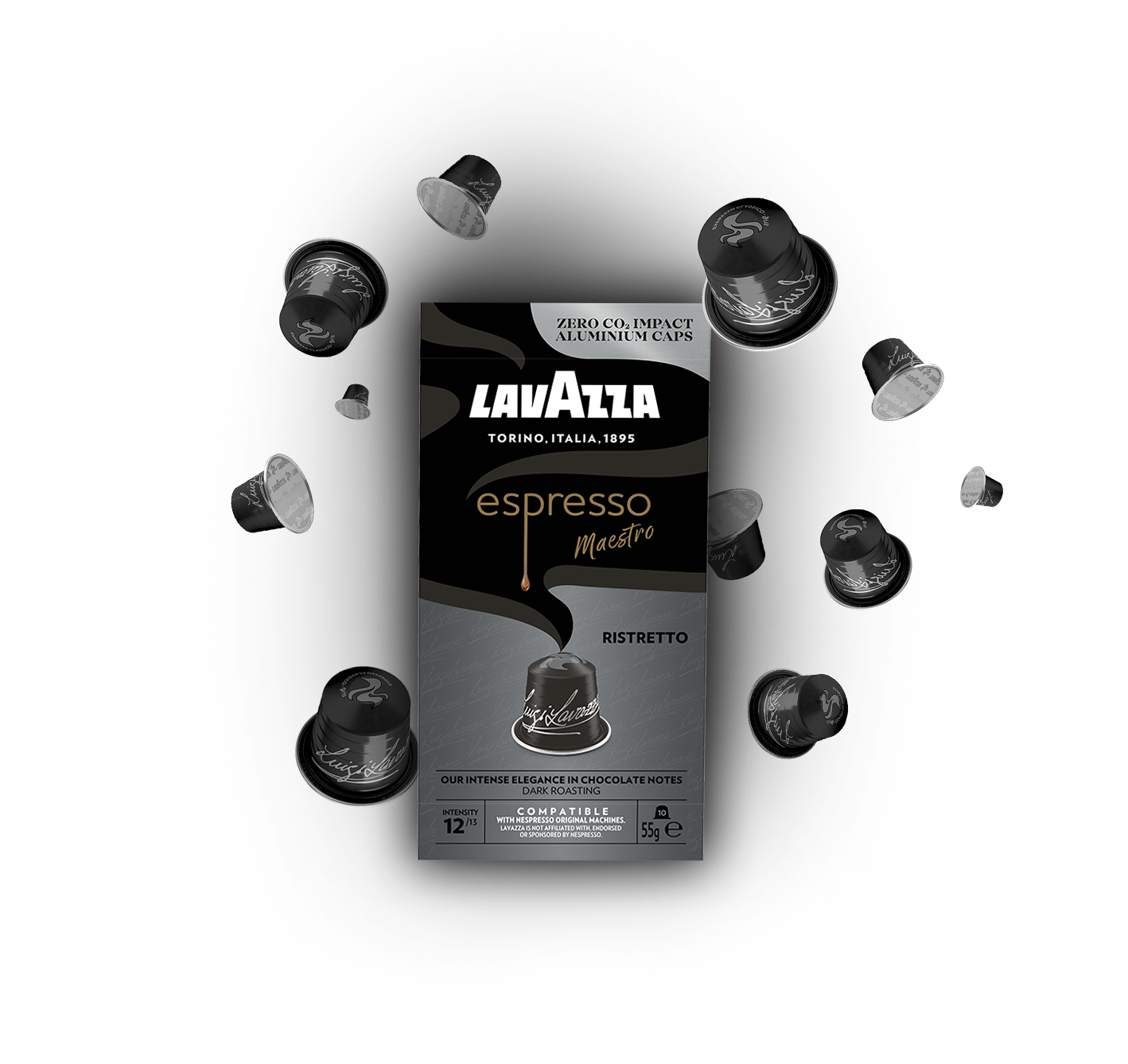 Cápsulas compatibles Lavazza nespresso Espresso Maestro Ristretto - Intensidad 12-10u. (Aluminio)