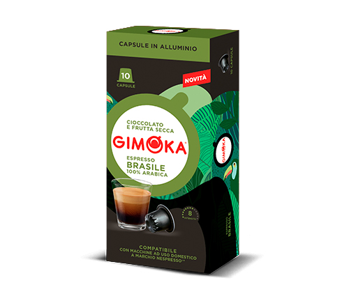 Cápsulas Aluminio - Compatible Para Nespresso -Gimoka -10 Cápsulas - Sabor BRASILE - Resistencia 8